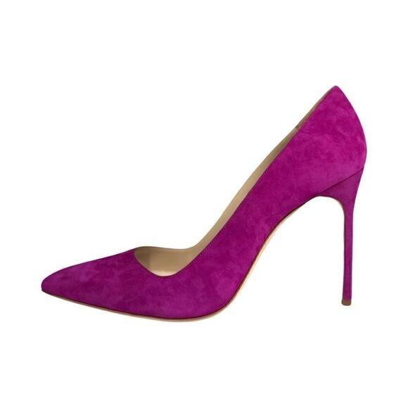 Manolo Blahnik BB 105mm Pink Suede Pointed Toe Pumps Size 39.5 NIB - Picture 3 of 12